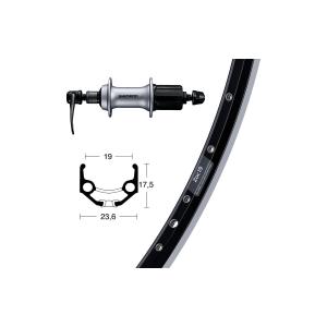 Rear wheel alu Wiener Winora Ryde Zac19 36T Acera T3000