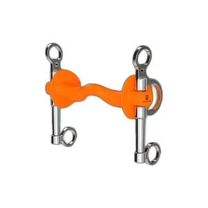 Pelham bit com pernas médias e cano reto com buraco de língua e anilhas para cavalos Winderen image-0