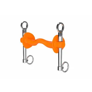 Pedaço de freio para cavalos com patas médias e cano reto com língua e anilhas Winderen image-0