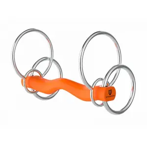Bocado de 3 o 4 anillas para barril recto caballo scout con orificio lingual Winderen image-0