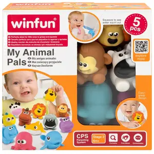 Set of 5 farm and jungle animals vinyl figurines preschool Winfun 30 x 8 image-0