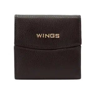 Compact leather wallet for women Wings RFID image-1