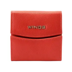 Compact leather wallet for women Wings RFID image-1