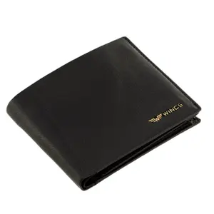 Natural Cowhide Leather Wallet with Closure Wings image-3