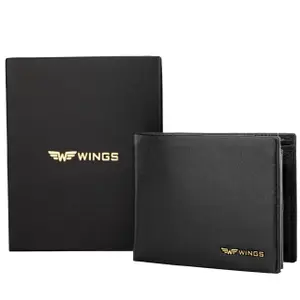 Natural Cowhide Leather Wallet with Closure Wings image-6