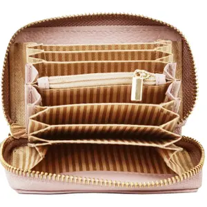 Natural Leather Zippered Wallet Woman Wings image-3
