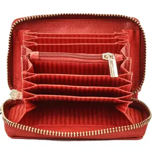 Natural Leather Zippered Wallet Woman Wings image-3