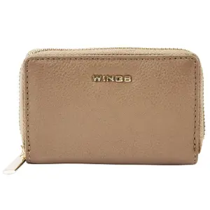 Natural Leather Zippered Wallet Woman Wings image-1