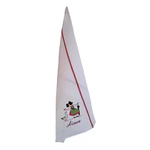 Geborduurde theedoek met honingraat alsacienne oie Winkler image-0