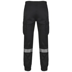 Cargo work trousers with elasticated cuffs and reflective strip WK. Designed To Work image-2
