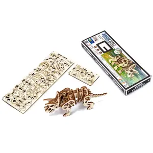 Wooden triceratops construction set with 40 pieces Wooden City Mecanisme 3D image-1