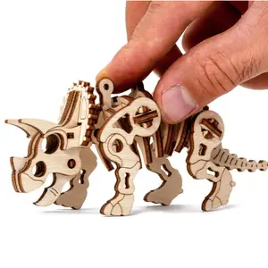 Wooden triceratops construction set with 40 pieces Wooden City Mecanisme 3D image-0