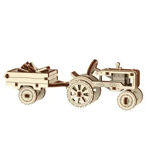 73-piece tractor and trailer construction set Wooden City Mecanisme 3D image-1
