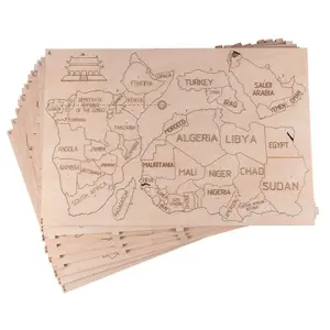 49 brikke træ puslespil verden kort Wooden City Mecanisme 3D image-1