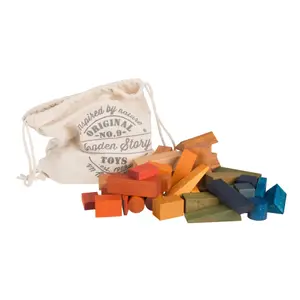 XL Rainbow Building Blocks Bag Wooden Story (x50)