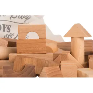 Natural Building Blocks in Bag Wooden Story (x100) image-1