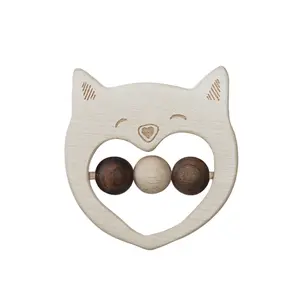 Rattle Wooden Story Smily Cat image-1