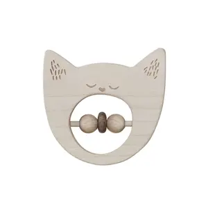 Rattle Wooden Story Yawning Cat image-1