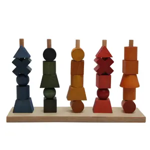 Rainbow Stacking Game Wooden Story Montessori image-0