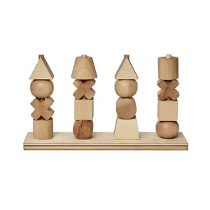 XL Natural Stacking Game Wooden Story Montessori image-1