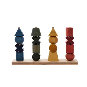 XL Rainbow Stacking Game Wooden Story Montessori image-0