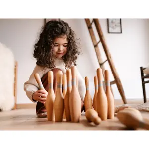 Natural Bowling Set Wooden Story image-1