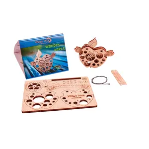 Jeux de construction en bois pomme de 15 pièces Woodtrick Mecanisme 3D image-1