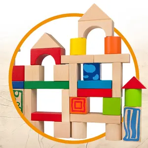 Set of 50 wooden cube building blocks Woomax image-2