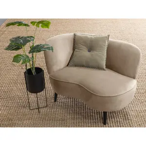 Velvet left armchair Woood Sara Lounge image-1