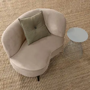 Straight velvet lounge chair Woood Sara image-3