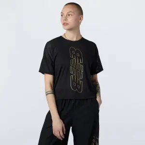 T-shirt femme New Balance achiever keyhole back graphic image-0