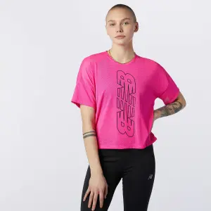 T-shirt femme New Balance achiever keyhole back graphic image-0