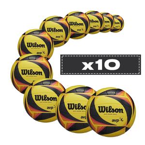Set of 10 Beach Volleyballs Wilson Optx Avp Officiel