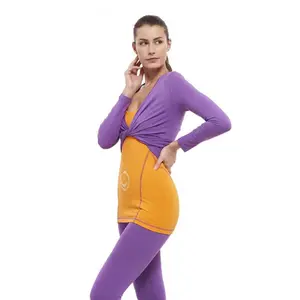 Long Sleeve Wrap Top Women Yogaessential Chakra image-2