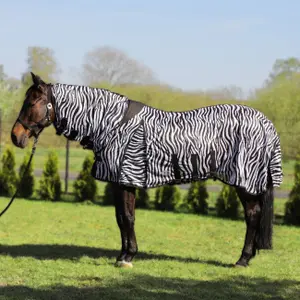 Zebra Fly Sheet with Neck Cover for Horse York image-0