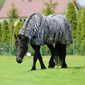 Zebra Fly Sheet with Neck Cover for Horse York image-1