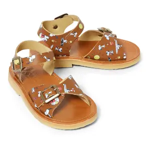 Leather sandals for children Young Soles Sonny Snoopy Sun Printed image-1