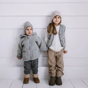 Veste à capuche en laine enfant Zaffiro Meri Nevada image-1