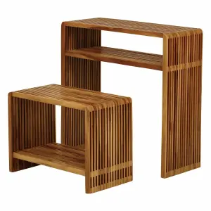 Reclaimed teak console Zago Slat (x2) image-1
