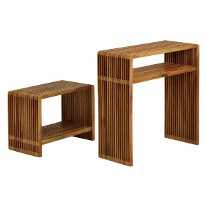 Reclaimed teak console Zago Slat (x2) image-2
