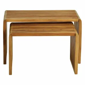 Reclaimed teak nesting coffee tables Zago Slat 70 cm (x2) image-0