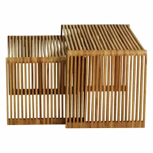 Reclaimed teak nesting coffee tables Zago Slat 70 cm (x2) image-3