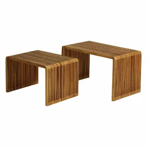Reclaimed teak nesting coffee tables Zago Slat 70 cm (x2) image-2