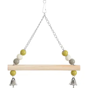 Wooden bird swing with metal chain image-0