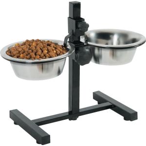 Adjustable stand with 2 stainless steel bowls for dogs Zolux image-1