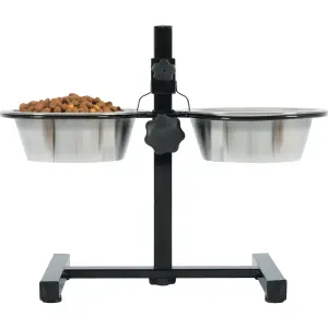 Adjustable stand with 2 stainless steel bowls for dogs Zolux