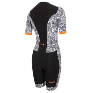 Women's tri-function suit Zone3 Activate+ Kona Speed Short Sleeve Full Zip Trisuit image-1