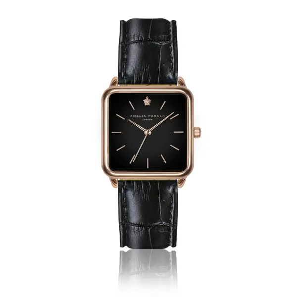 Montre cuir femme Amelia Parker Night Plaza Black