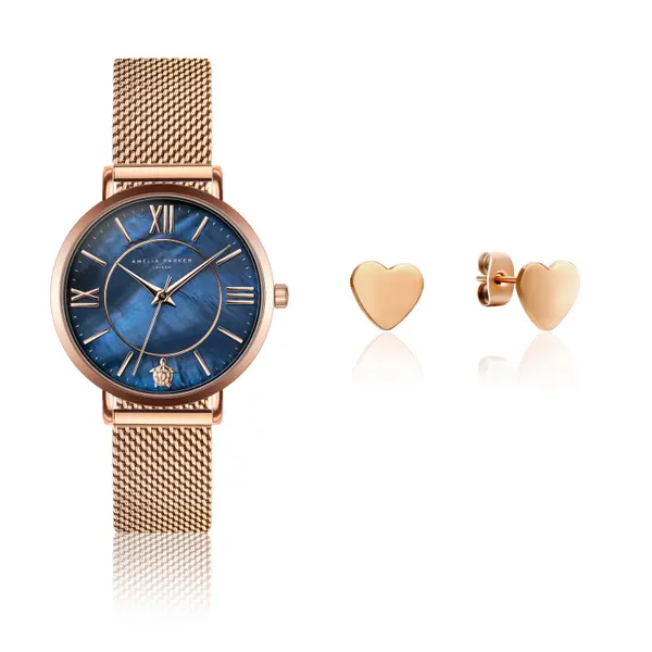 Montre et boucles d'oreilles femme Amelia Parker Petite Blue