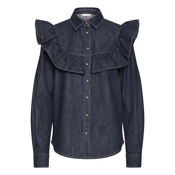 Chemise manches longues en jeans femme b.young Katine Flounce